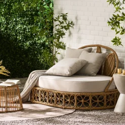 Walker Edison | Outdoor Wicker Daybed With Pillows