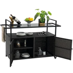 Walker Edison | Outdoor Wicker Bar Cart