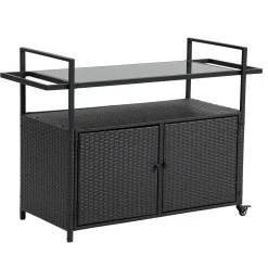 Walker Edison | Outdoor Wicker Bar Cart