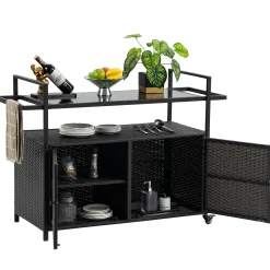 Walker Edison | Outdoor Wicker Bar Cart