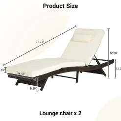 Walker Edison | Outdoor Wicker Long Reclining Chair Set of 2