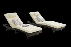 Walker Edison | Outdoor Wicker Long Reclining Chair Set of 2