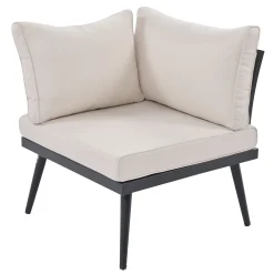 Walker Edison | 6-Piece Outdoor Sectional Sofa Set with Nesting Coffee Tables Beige