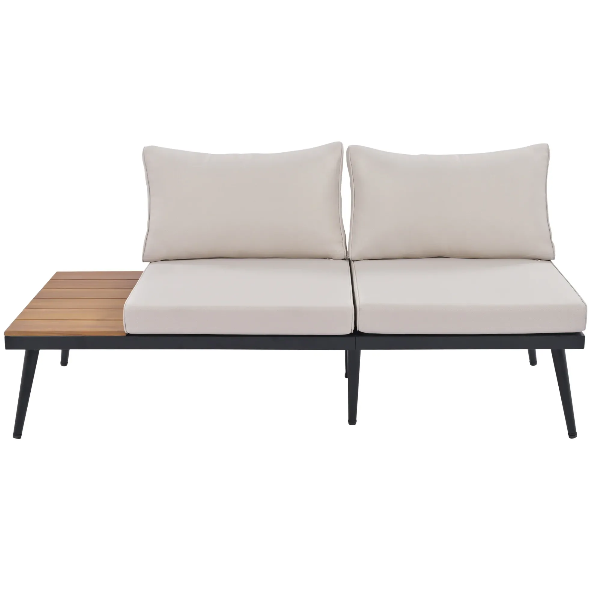 Walker Edison | 6-Piece Outdoor Sectional Sofa Set with Nesting Coffee Tables Beige