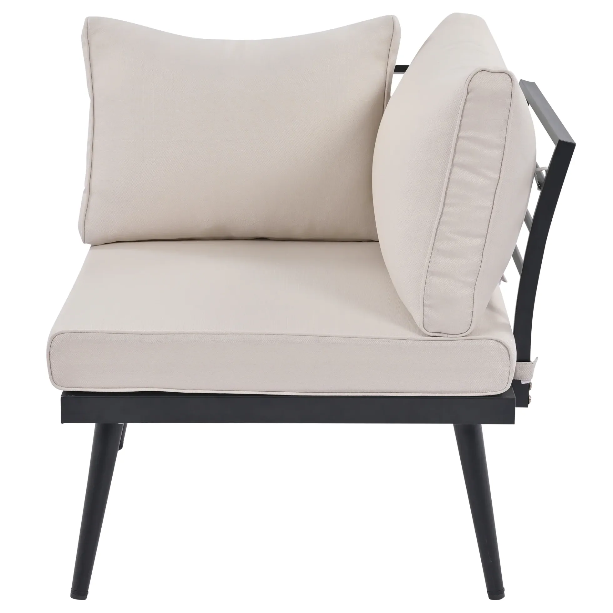 Walker Edison | 6-Piece Outdoor Sectional Sofa Set with Nesting Coffee Tables Beige