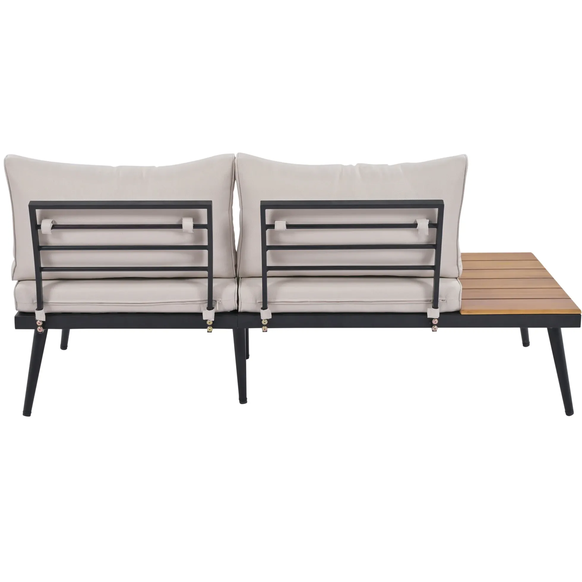 Walker Edison | 6-Piece Outdoor Sectional Sofa Set with Nesting Coffee Tables Beige