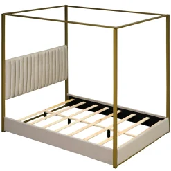 Walker Edison | Queen Size Upholstery Canopy Platform Bed