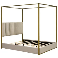 Walker Edison | Queen Size Upholstery Canopy Platform Bed