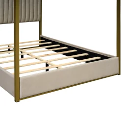 Walker Edison | Queen Size Upholstery Canopy Platform Bed
