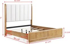 Walker Edison | Queen Upholstered Headboard with Rich Natural Wood Finish Platform