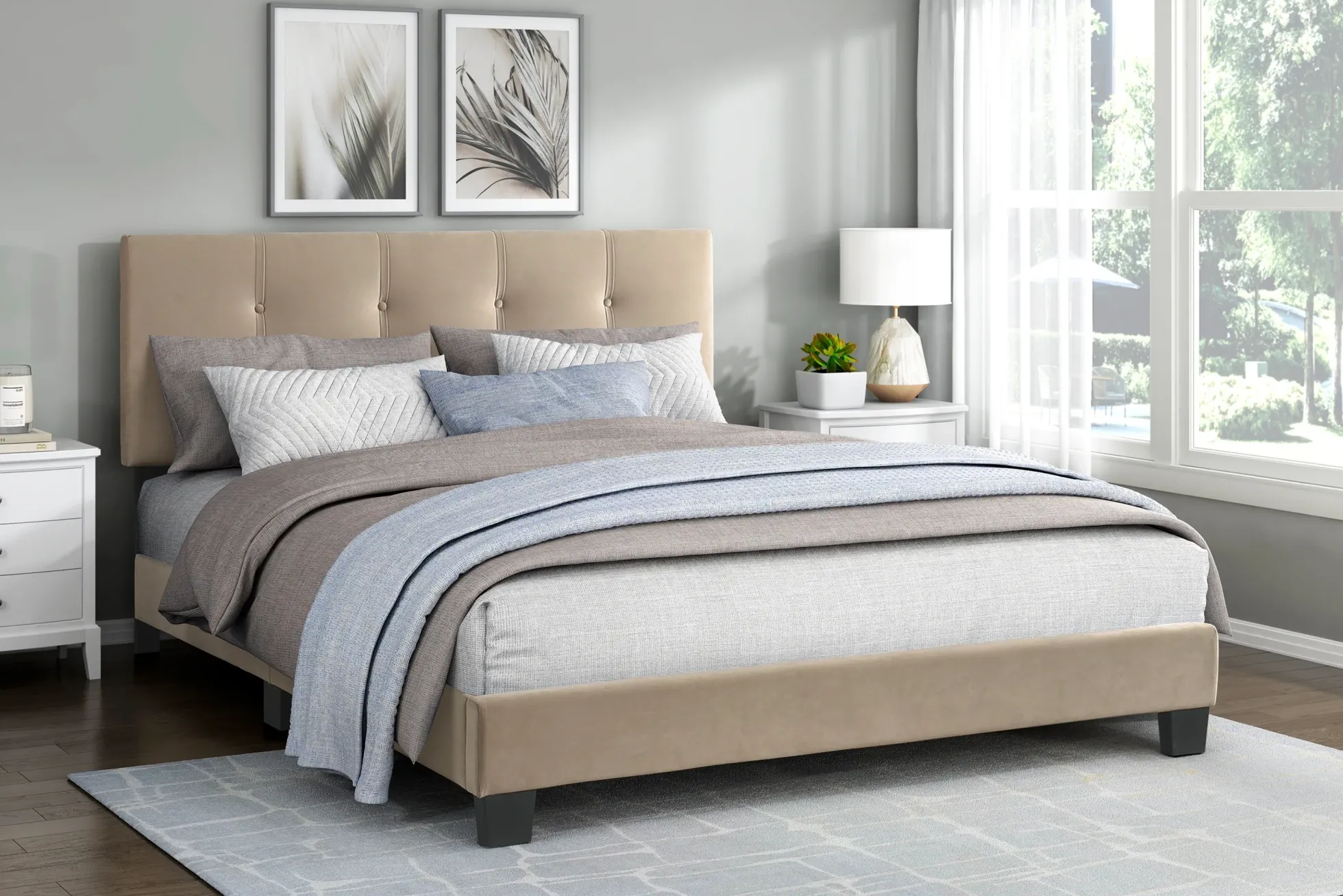 Walker Edison | Queen Velvet Platform Bed