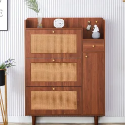 Walker Edison | Rattan Modern Minimalist Entryway Storage Cabinet