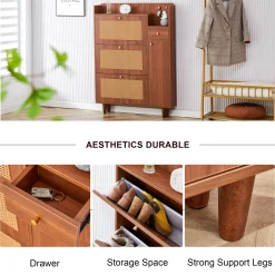 Walker Edison | Rattan Modern Minimalist Entryway Storage Cabinet