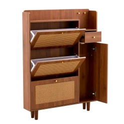 Walker Edison | Rattan Modern Minimalist Entryway Storage Cabinet