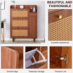 Walker Edison | Rattan Modern Minimalist Entryway Storage Cabinet