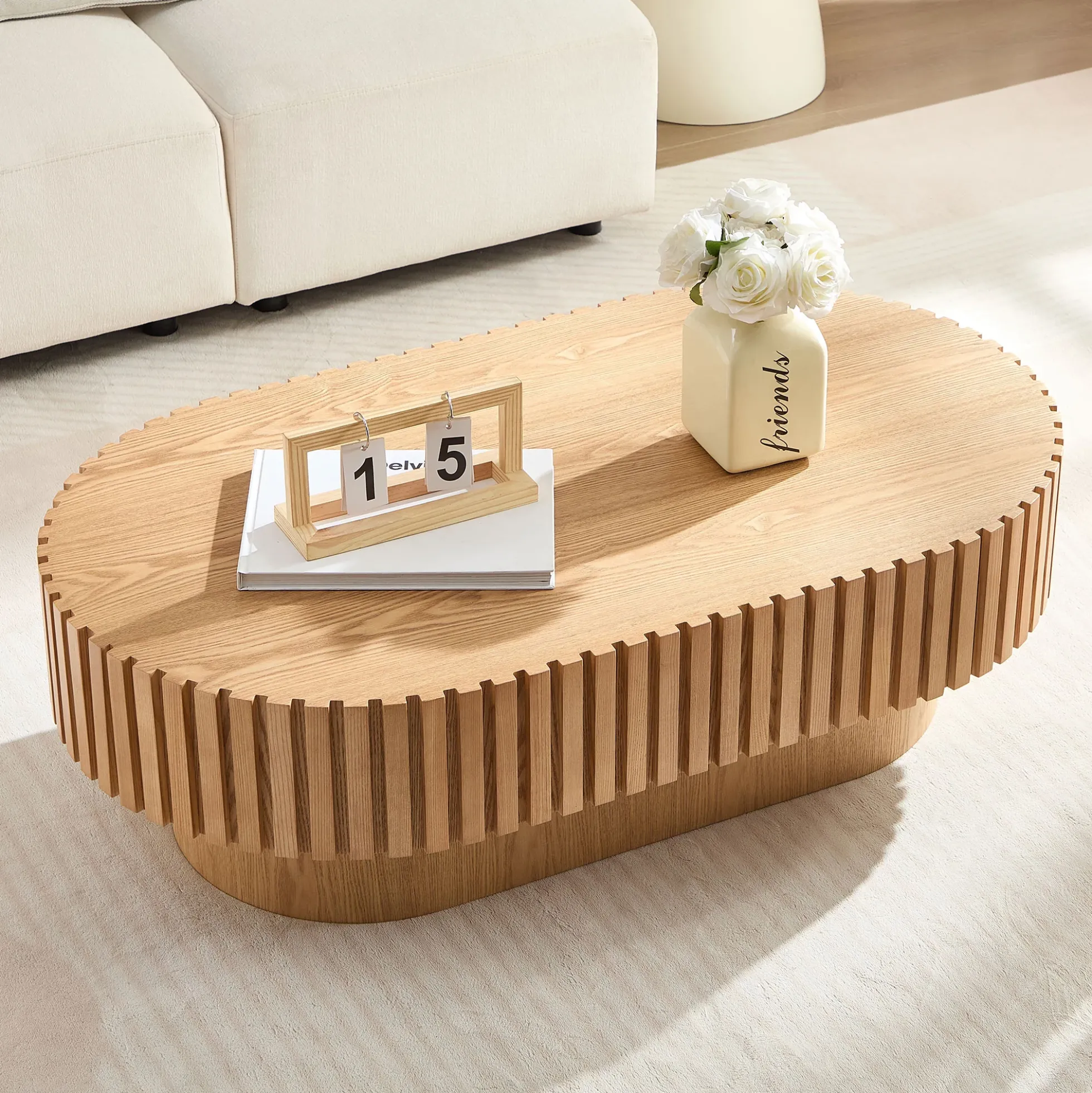 Walker Edison | Reeded Modern Handcraft Coffee Table