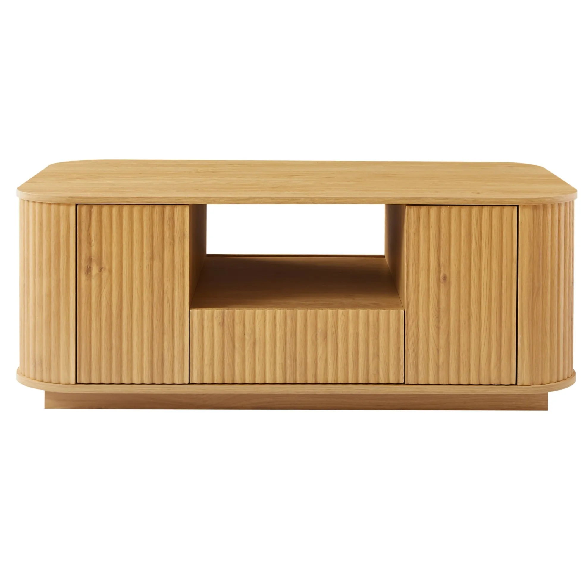 Walker Edison | Reeded Modern Curve Design Storage Coffee Table