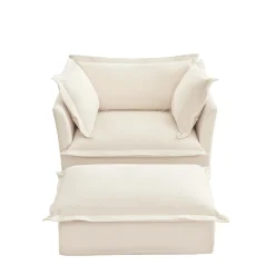 Walker Edison | Removable Slipcovered Accent Chair with Ottoman