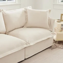Walker Edison | Removable Slipcovered Accent Chair with Ottoman