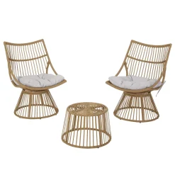 Walker Edison | Retro Wicker Outdoor Chat Set