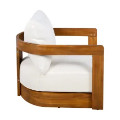 Walker Edison | Set of 2 Premium Acacia Wood Curve Design Outdoor Club Chairs