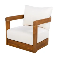 Walker Edison | Set of 2 Premium Acacia Wood Curve Design Outdoor Club Chairs