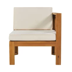 Walker Edison | Sleek Modular Wood Outdoor Patio 5-Piece Sectional Sofa Set