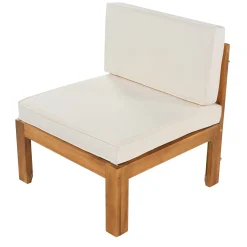 Walker Edison | Sleek Modular Wood Outdoor Patio 5-Piece Sectional Sofa Set