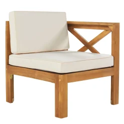 Walker Edison | Sleek Modular Wood Outdoor Patio 5-Piece Sectional Sofa Set