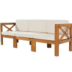 Walker Edison | Sleek Modular Wood Outdoor Patio 5-Piece Sectional Sofa Set