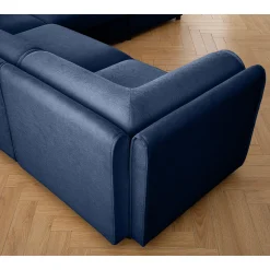 Walker Edison | Stylish Blue Chenille Loveseat Sofa with Ottoman Storage Seat