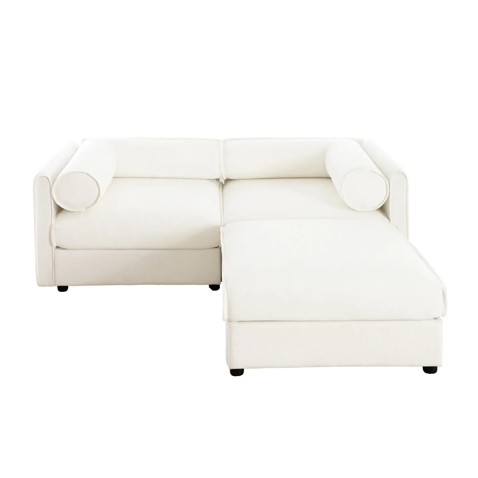 Walker Edison | Stylish Modern Chenille Loveseat Sofa with Ottoman Storage
