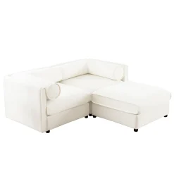 Walker Edison | Stylish Modern Chenille Loveseat Sofa with Ottoman Storage