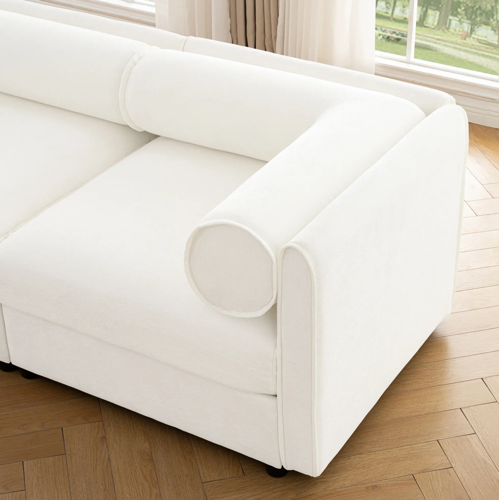 Walker Edison | Stylish Modern Chenille Loveseat Sofa with Ottoman Storage
