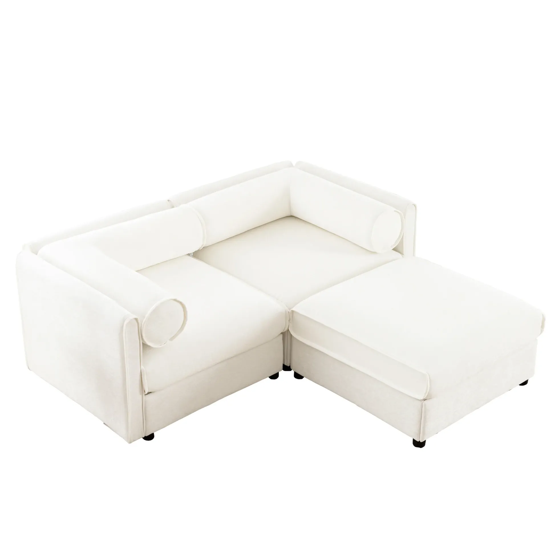 Walker Edison | Stylish Modern Chenille Loveseat Sofa with Ottoman Storage