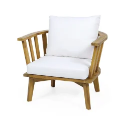 Walker Edison | Teak Acacia Wood Outdoor Patio Club Chair Set of 2
