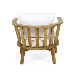 Walker Edison | Teak Acacia Wood Outdoor Patio Club Chair Set of 2