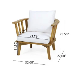 Walker Edison | Teak Acacia Wood Outdoor Patio Club Chair Set of 2