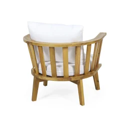 Walker Edison | Teak Acacia Wood Outdoor Patio Club Chair Set of 2