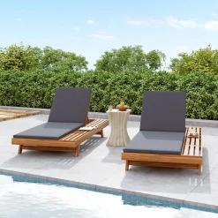 Walker Edison | Teak Lounge Chaise Sunbed