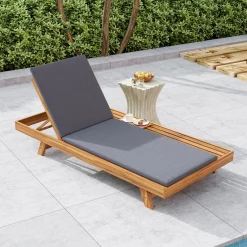 Walker Edison | Teak Lounge Chaise Sunbed