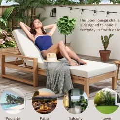 Walker Edison | Teak Outdoor Lounge Chairs Set of 2