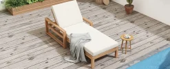 Walker Edison | Teak Outdoor Lounge Chairs Set of 2