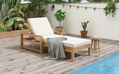 Walker Edison | Teak Outdoor Lounge Chairs Set of 2