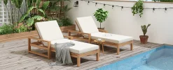 Walker Edison | Teak Outdoor Lounge Chairs Set of 2
