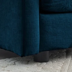 Walker Edison | Teal Cloud Chenille Two-Seater Loveseat Sofa with Ottoman
