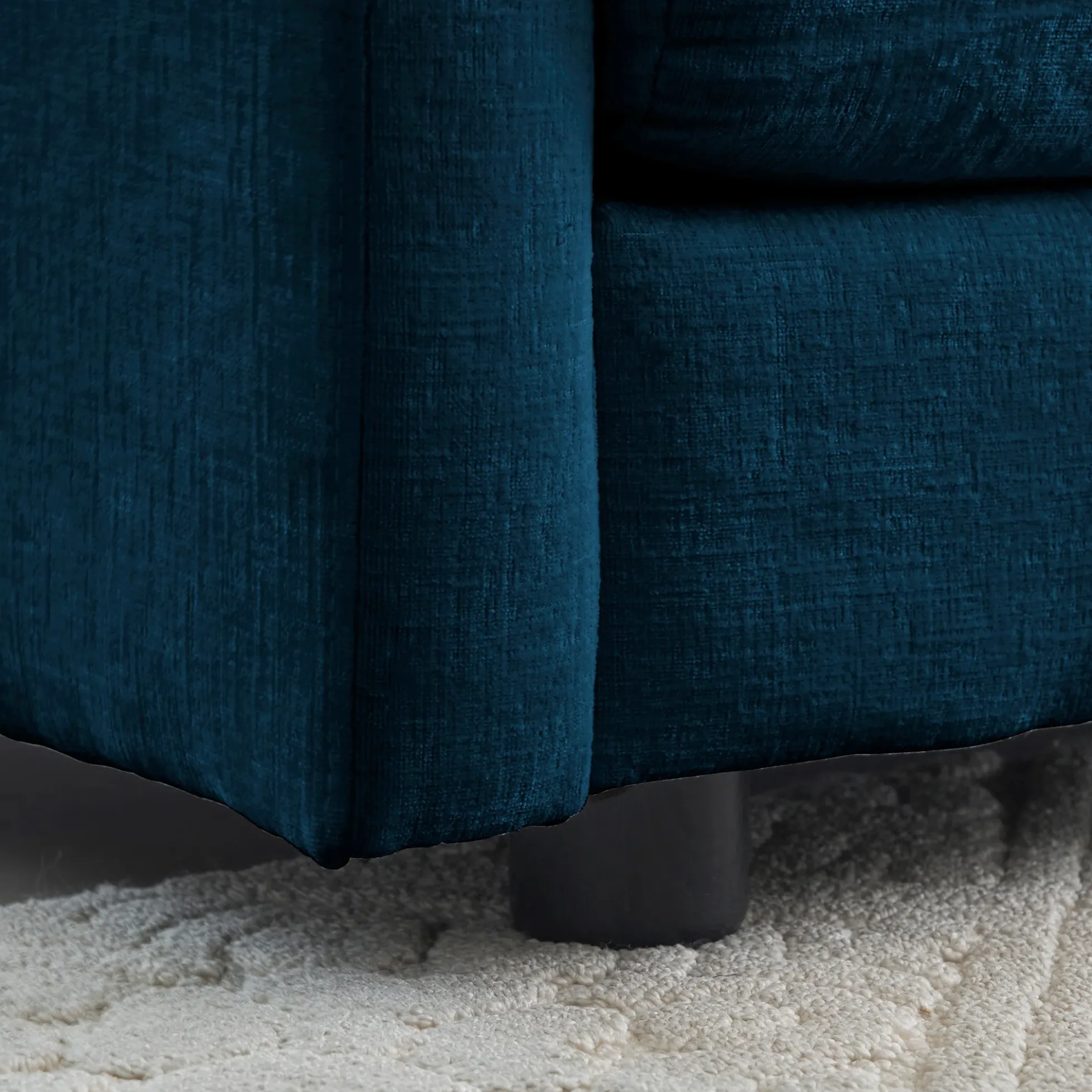 Walker Edison | Teal Cloud Chenille Two-Seater Loveseat Sofa with Ottoman