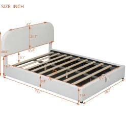 Walker Edison | Teddy Full Size Upholstered Platform Bed with Hydraulic Storage