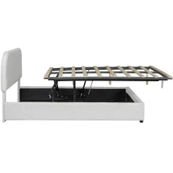 Walker Edison | Teddy Full Size Upholstered Platform Bed with Hydraulic Storage