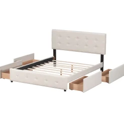 Walker Edison | Upholstered Queen Platform Bed with Storage